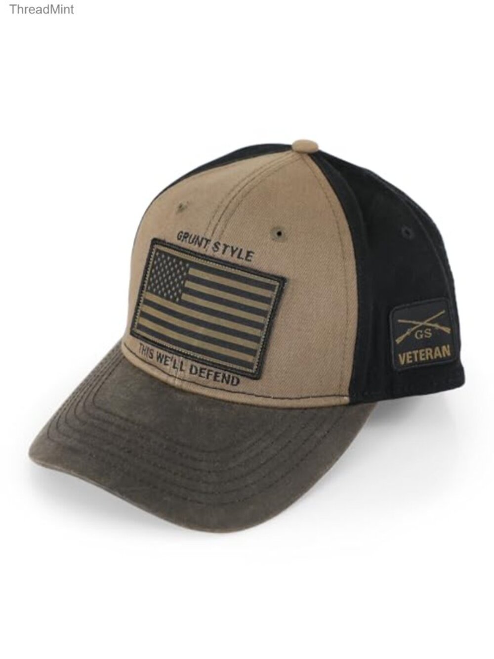 Grunt Style Veteran Flag Baseball Cap Adjustable Patriotic Hat